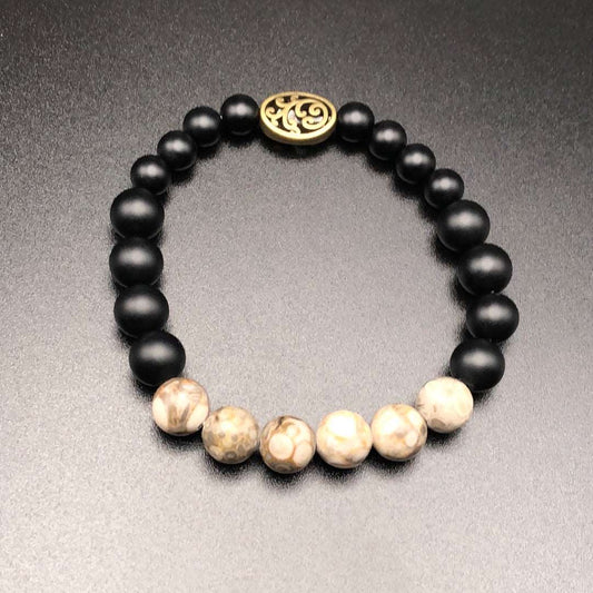 Cowrie x Onyx Bracelet-Bracelet-DopeAlchemy-DopeAlchemy.com