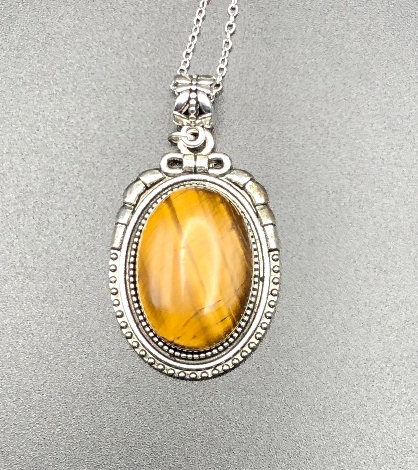 Tigers Eye x Silver Pendant Necklace-Pendant-DopeAlchemy-1-18mm x 25mm-DopeAlchemy.com