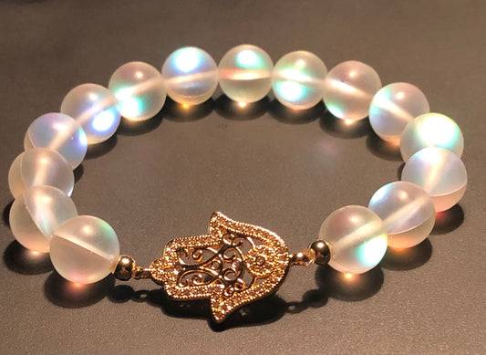 Hand of Fatima x Moonstone Charm Bracelet