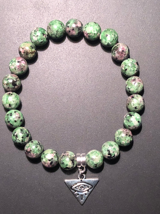 Ruby in Zoisite X Evil eye charm bracelet