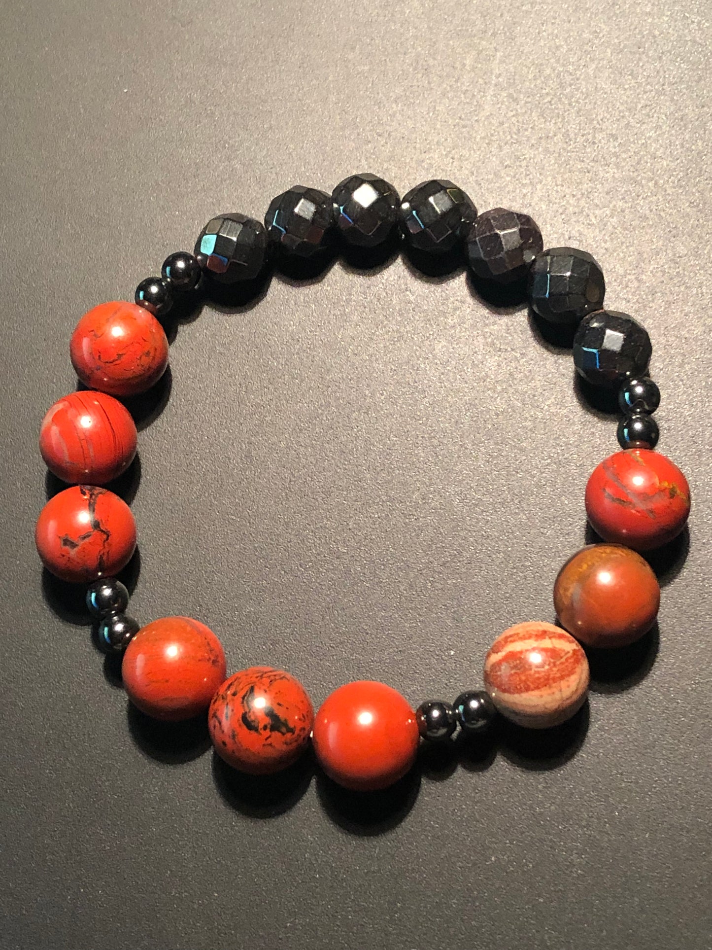 Red Jasper x Faceted Hematite Bracelet DopeAlchemy